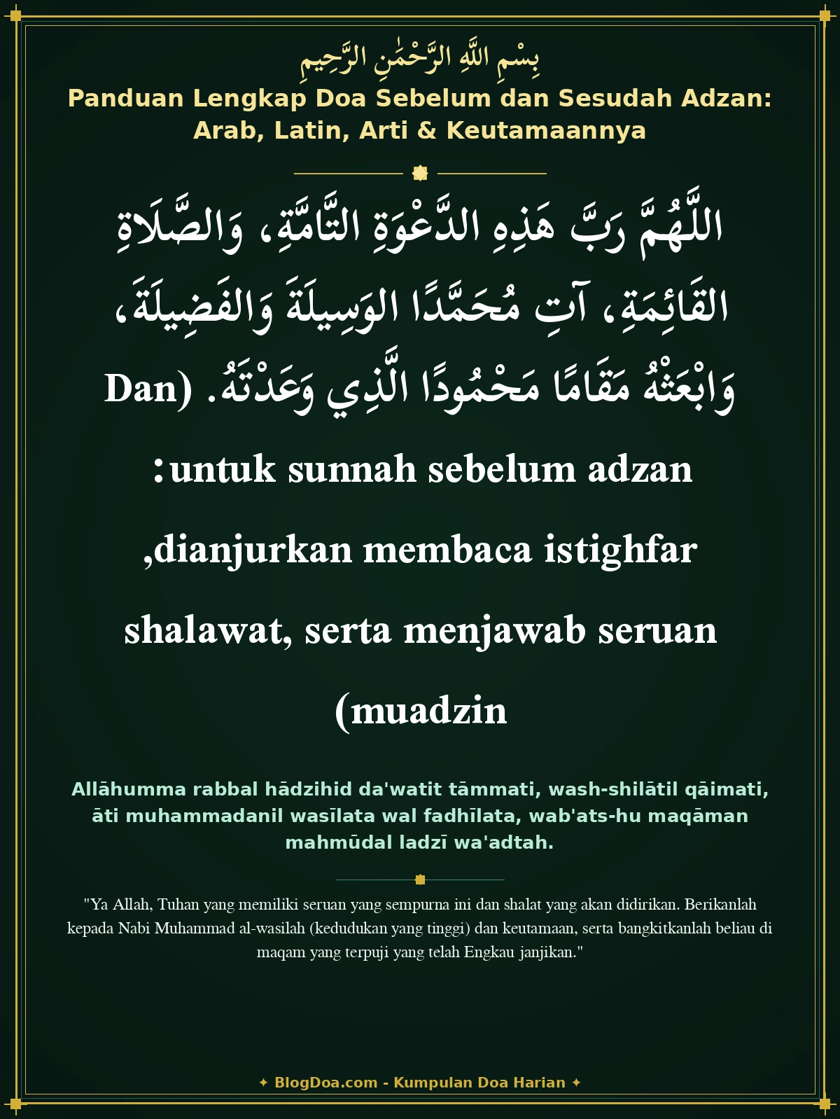 Panduan Lengkap Doa Sebelum dan Sesudah Adzan: Arab, Latin, Arti & Keutamaannya