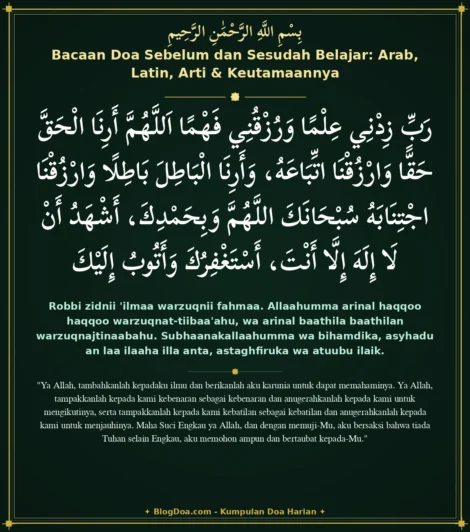Bacaan Doa Sebelum dan Sesudah Belajar: Arab, Latin, Arti & Keutamaannya