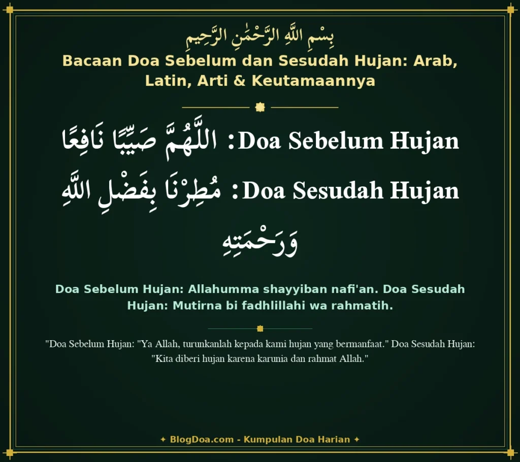 Bacaan Doa Sebelum dan Sesudah Hujan: Arab, Latin, Arti & Keutamaannya