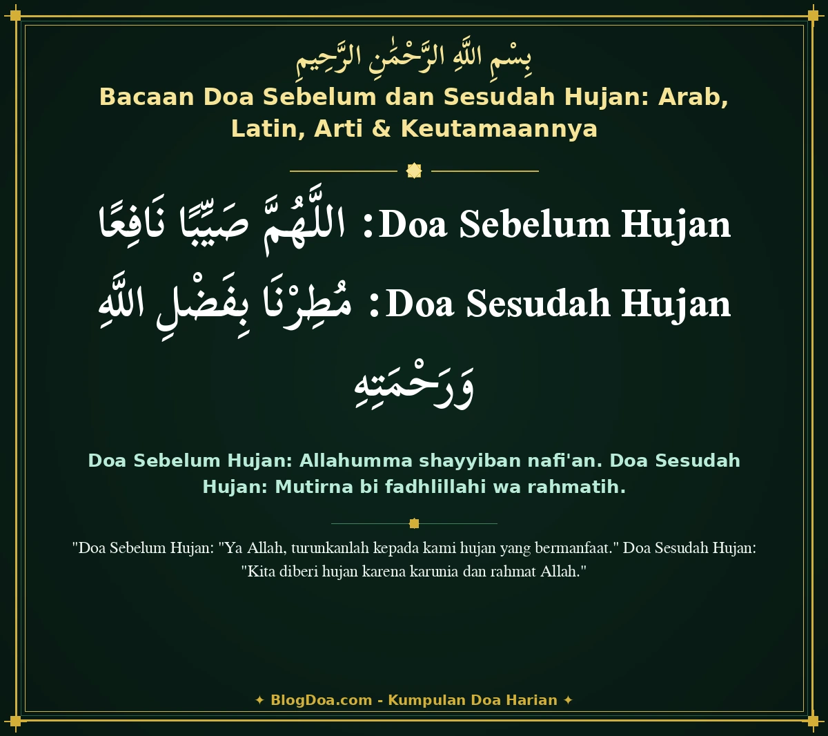 Bacaan Doa Sebelum dan Sesudah Hujan: Arab, Latin, Arti & Keutamaannya