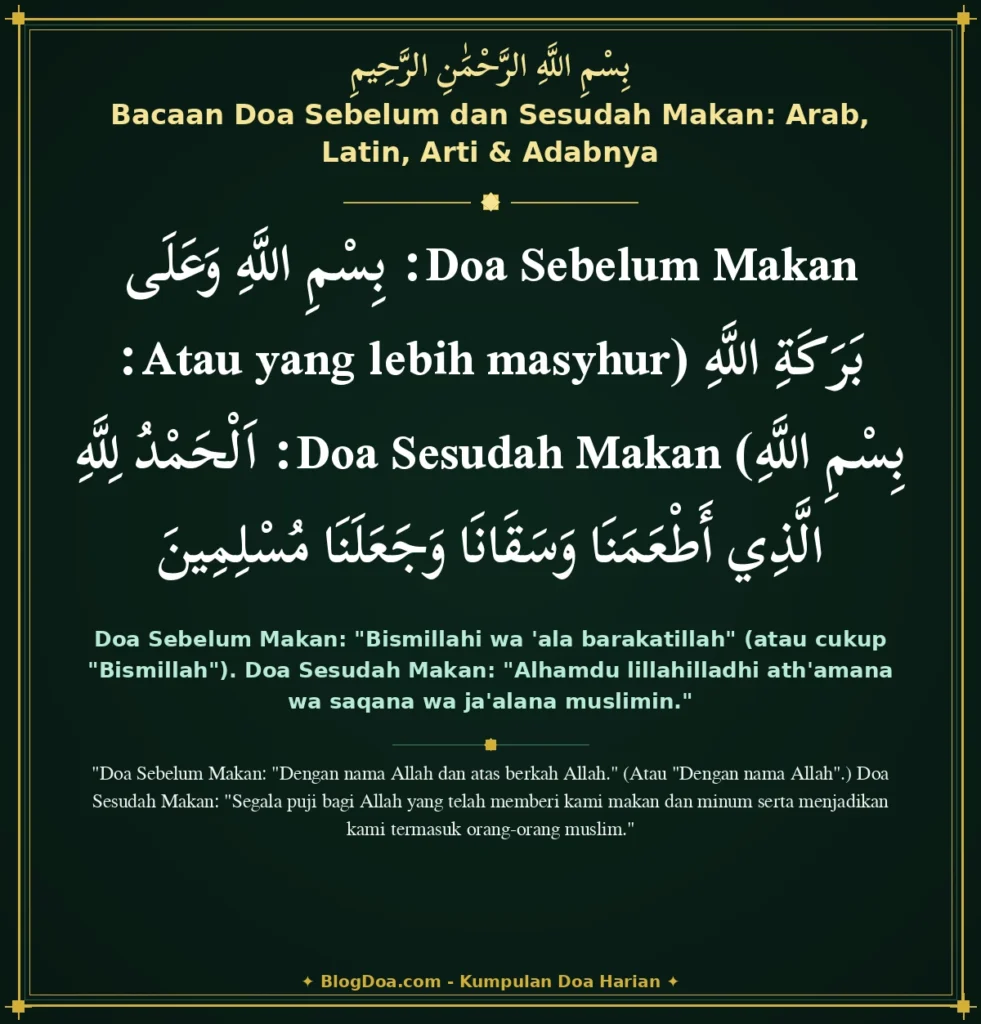 Bacaan Doa Sebelum dan Sesudah Makan: Arab, Latin, Arti & Adabnya