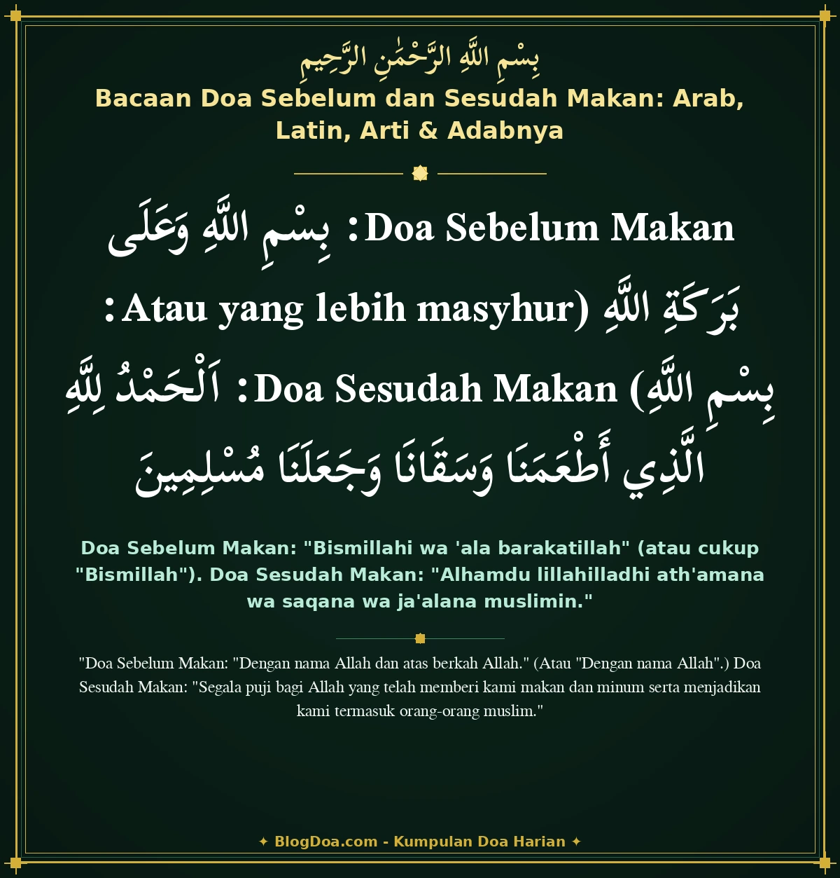 Bacaan Doa Sebelum dan Sesudah Makan: Arab, Latin, Arti & Adabnya