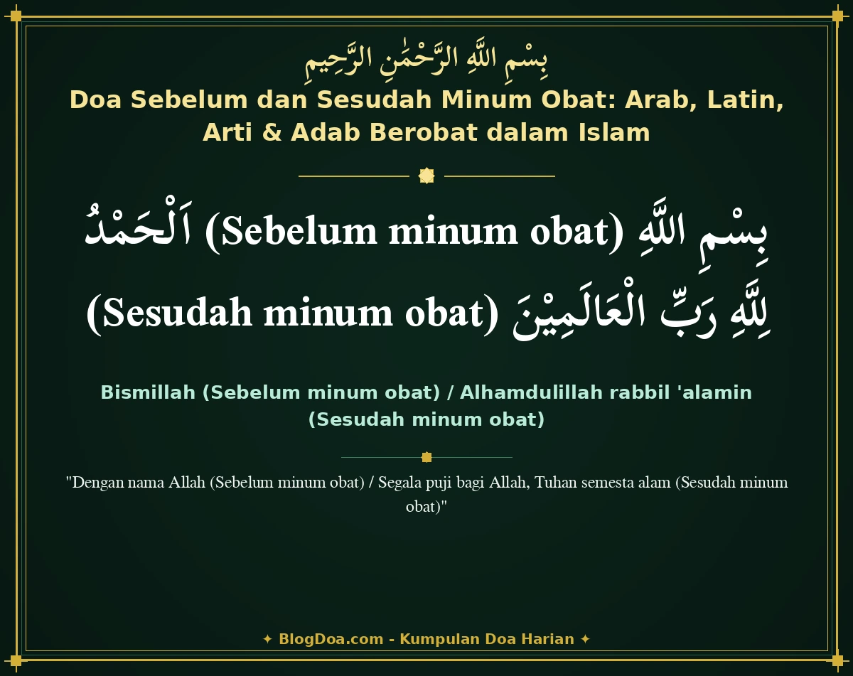 Doa Sebelum dan Sesudah Minum Obat: Arab, Latin, Arti & Adab Berobat dalam Islam