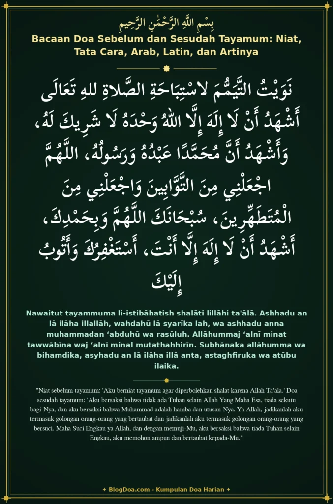 Bacaan Doa Sebelum dan Sesudah Tayamum: Niat, Tata Cara, Arab, Latin, dan Artinya