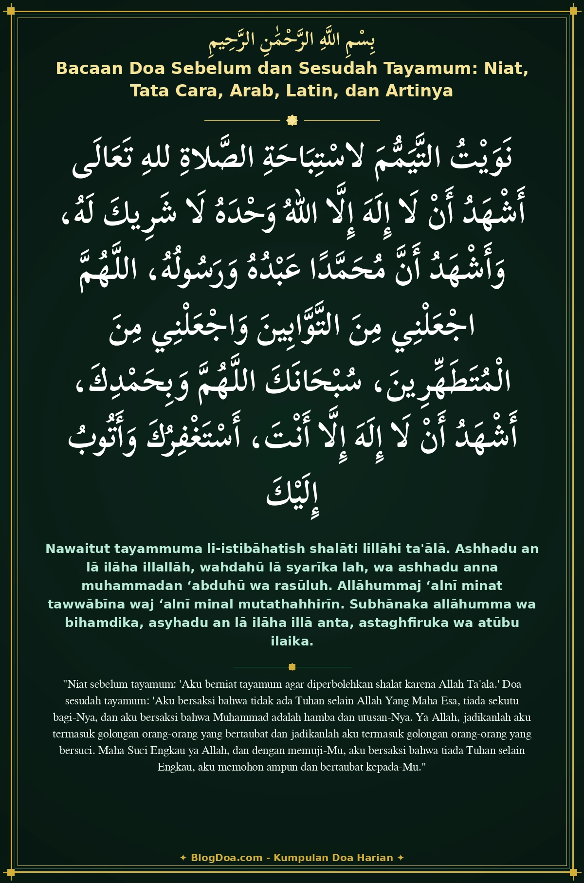Bacaan Doa Sebelum dan Sesudah Tayamum: Niat, Tata Cara, Arab, Latin, dan Artinya