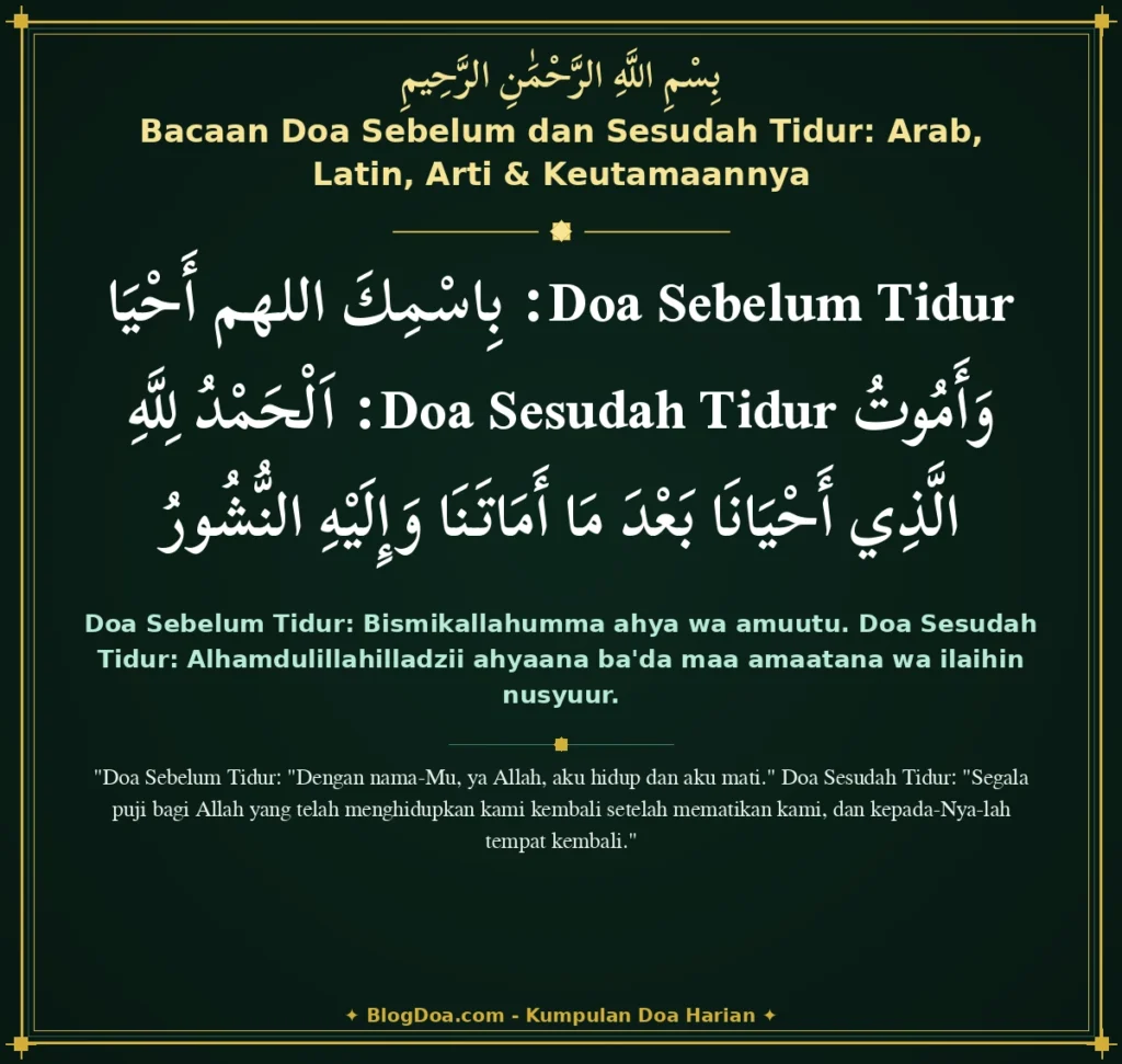 Bacaan Doa Sebelum dan Sesudah Tidur: Arab, Latin, Arti & Keutamaannya