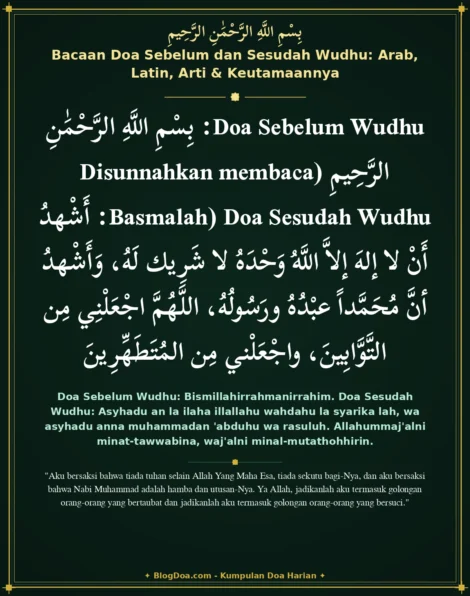 Bacaan Doa Sebelum dan Sesudah Wudhu: Arab, Latin, Arti & Keutamaannya