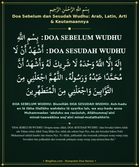 Doa Sebelum dan Sesudah Wudhu: Arab, Latin, Arti & Keutamaannya