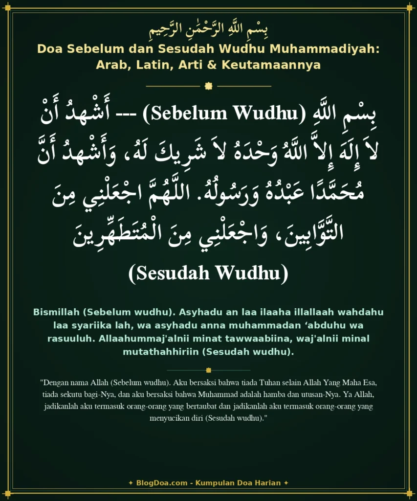 Doa Sebelum dan Sesudah Wudhu Muhammadiyah: Arab, Latin, Arti & Keutamaannya