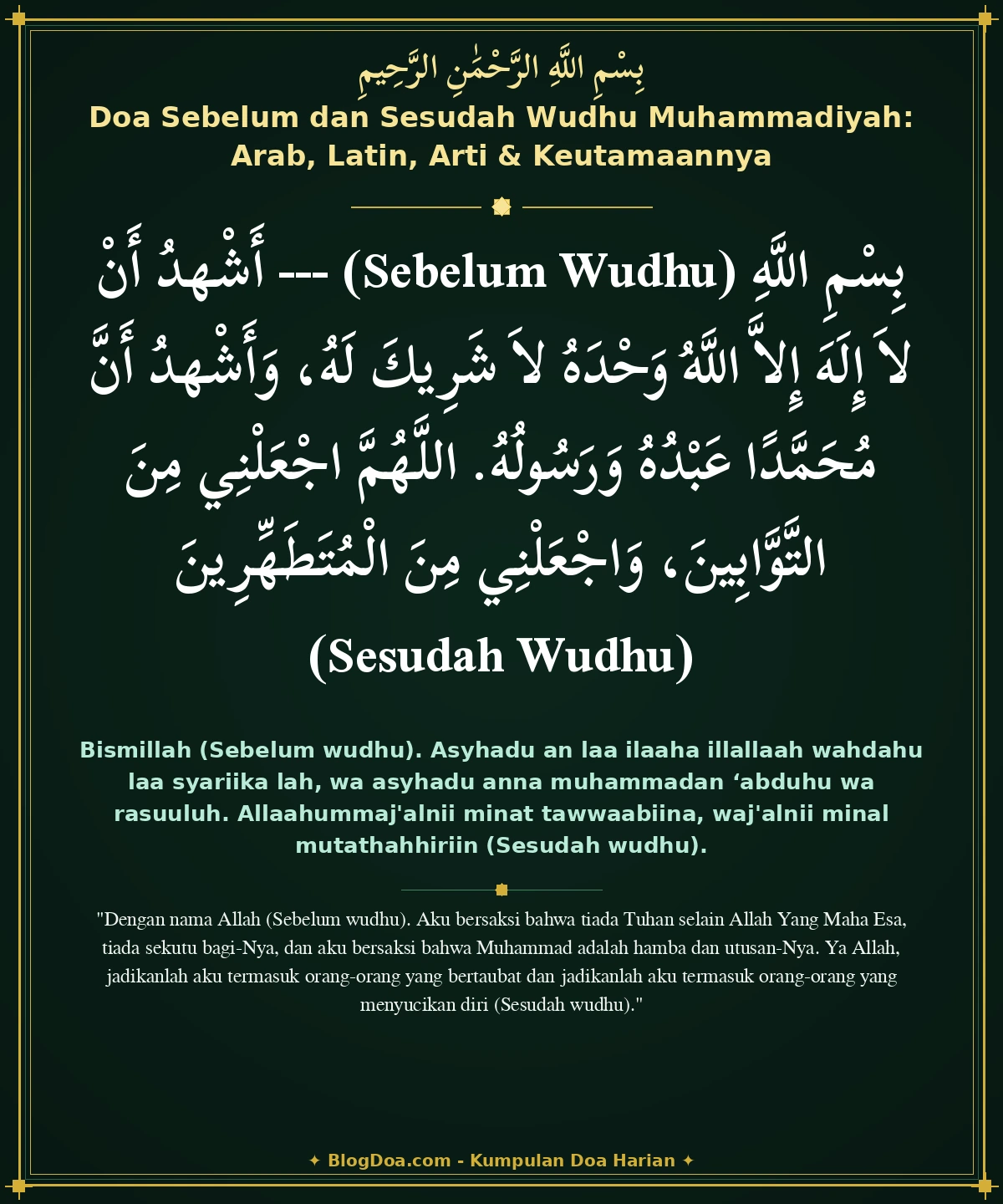 Doa Sebelum dan Sesudah Wudhu Muhammadiyah: Arab, Latin, Arti & Keutamaannya