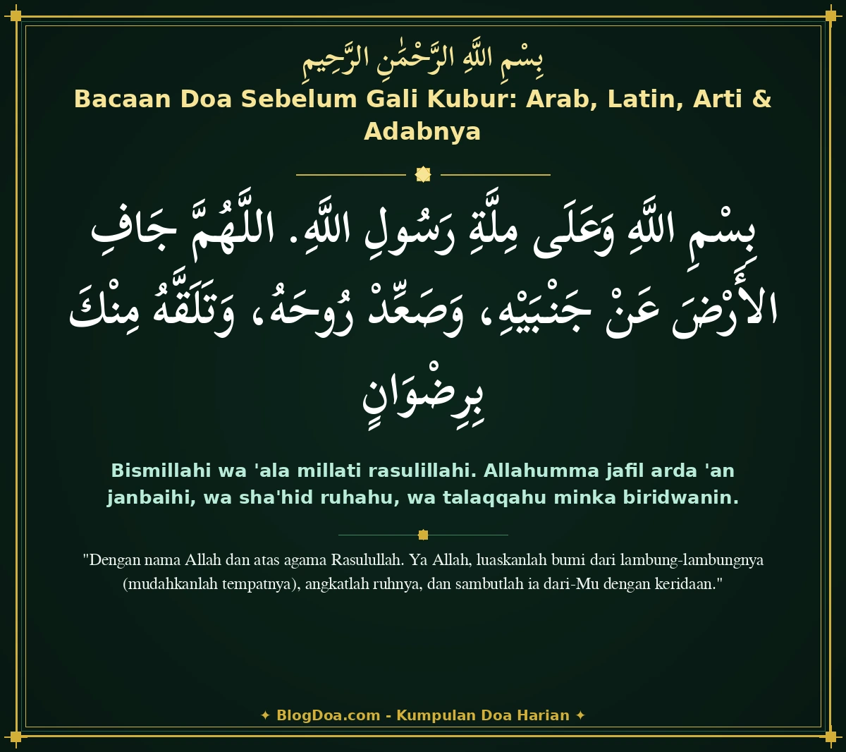 Bacaan Doa Sebelum Gali Kubur: Arab, Latin, Arti & Adabnya