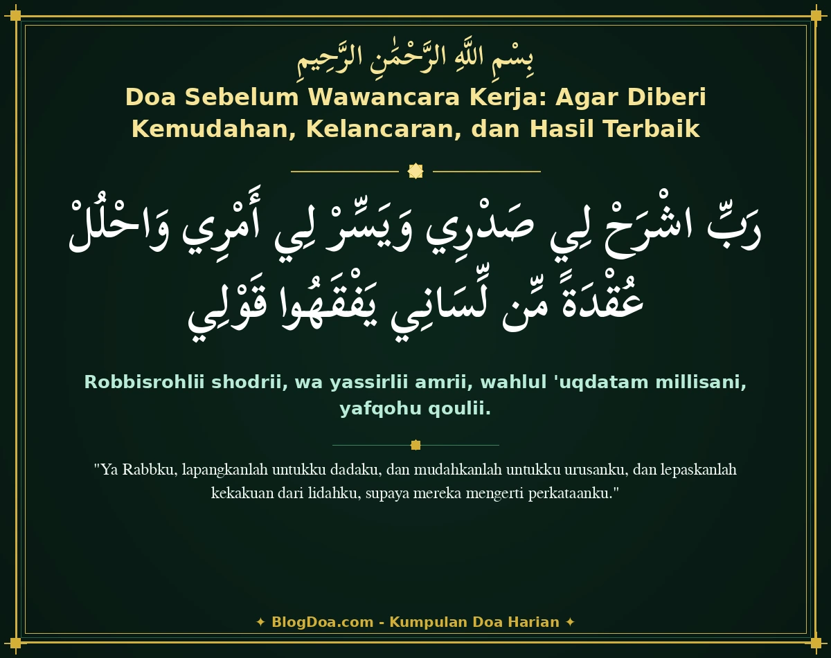 Doa Sebelum Wawancara Kerja: Agar Diberi Kemudahan, Kelancaran, dan Hasil Terbaik