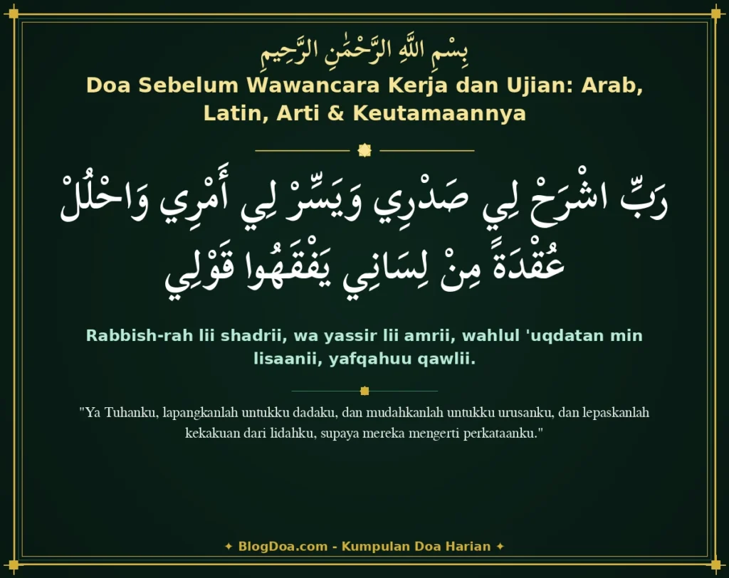 Doa Sebelum Wawancara Kerja dan Ujian: Arab, Latin, Arti & Keutamaannya