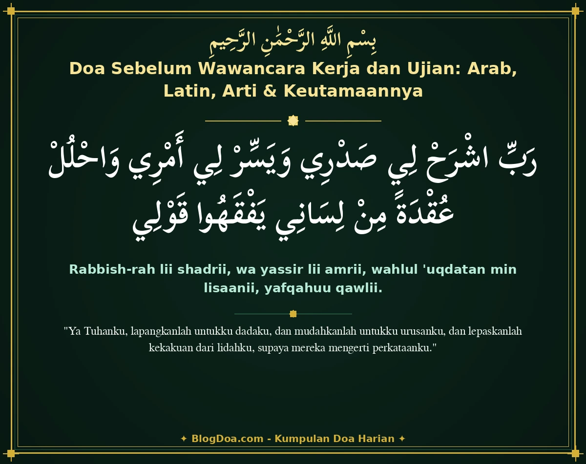 Doa Sebelum Wawancara Kerja dan Ujian: Arab, Latin, Arti & Keutamaannya