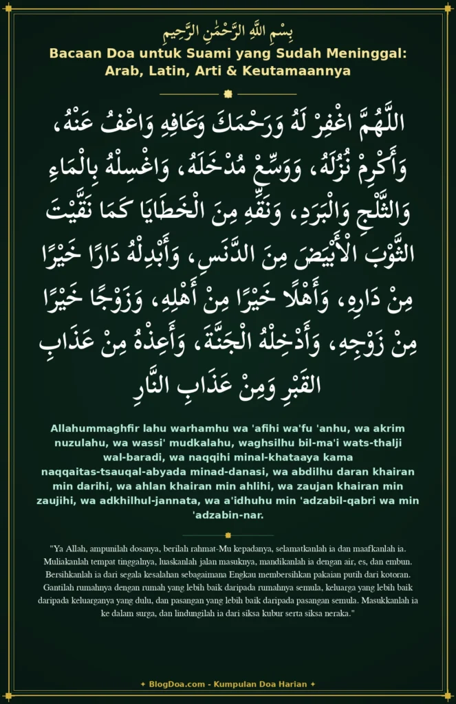 Bacaan Doa untuk Suami yang Sudah Meninggal: Arab, Latin, Arti & Keutamaannya
