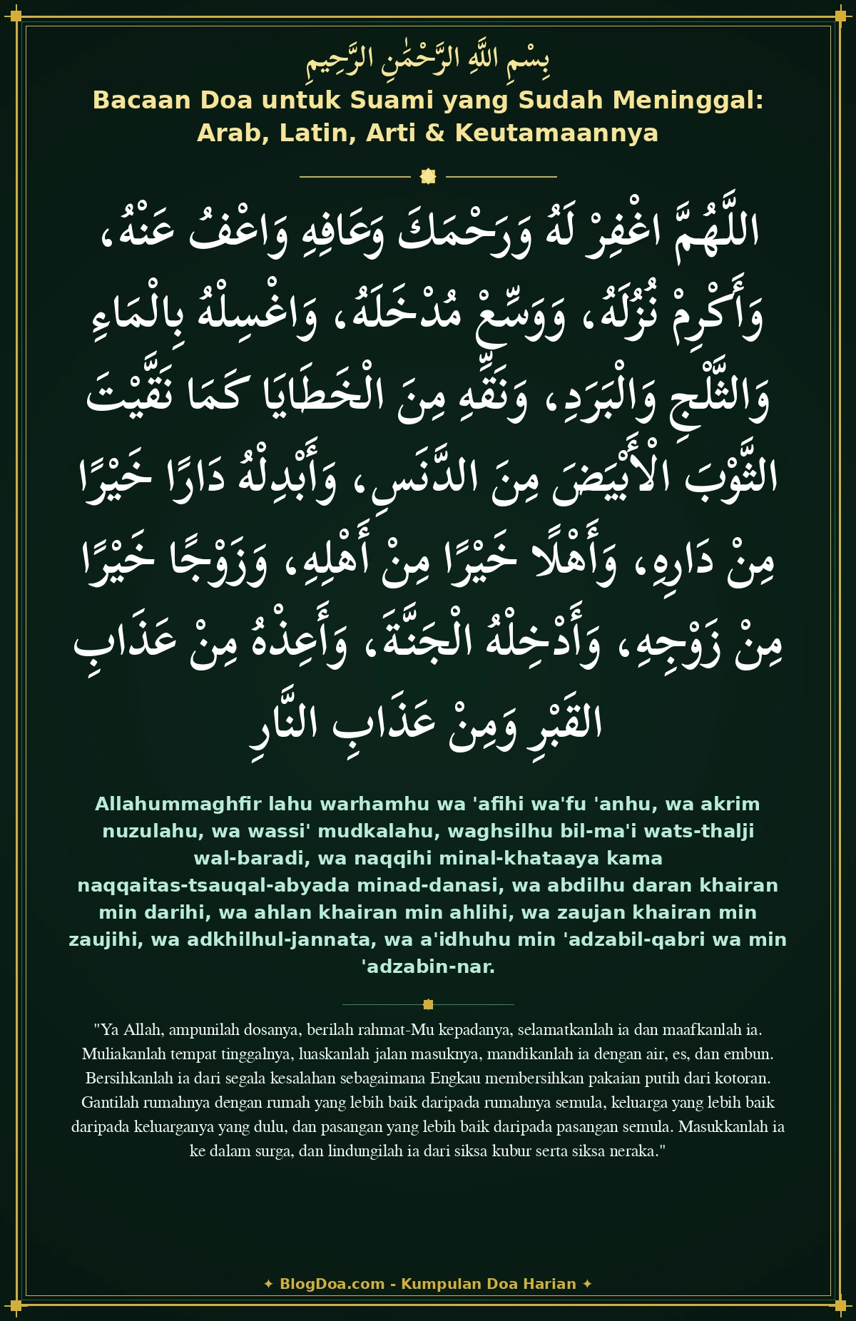 Bacaan Doa untuk Suami yang Sudah Meninggal: Arab, Latin, Arti & Keutamaannya