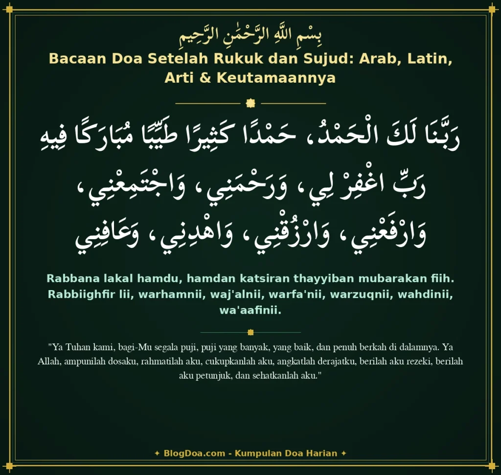 Bacaan Doa Setelah Rukuk dan Sujud: Arab, Latin, Arti & Keutamaannya