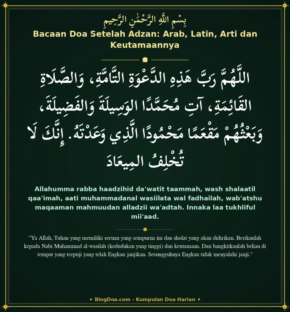 Bacaan Doa Setelah Adzan: Arab, Latin, Arti dan Keutamaannya