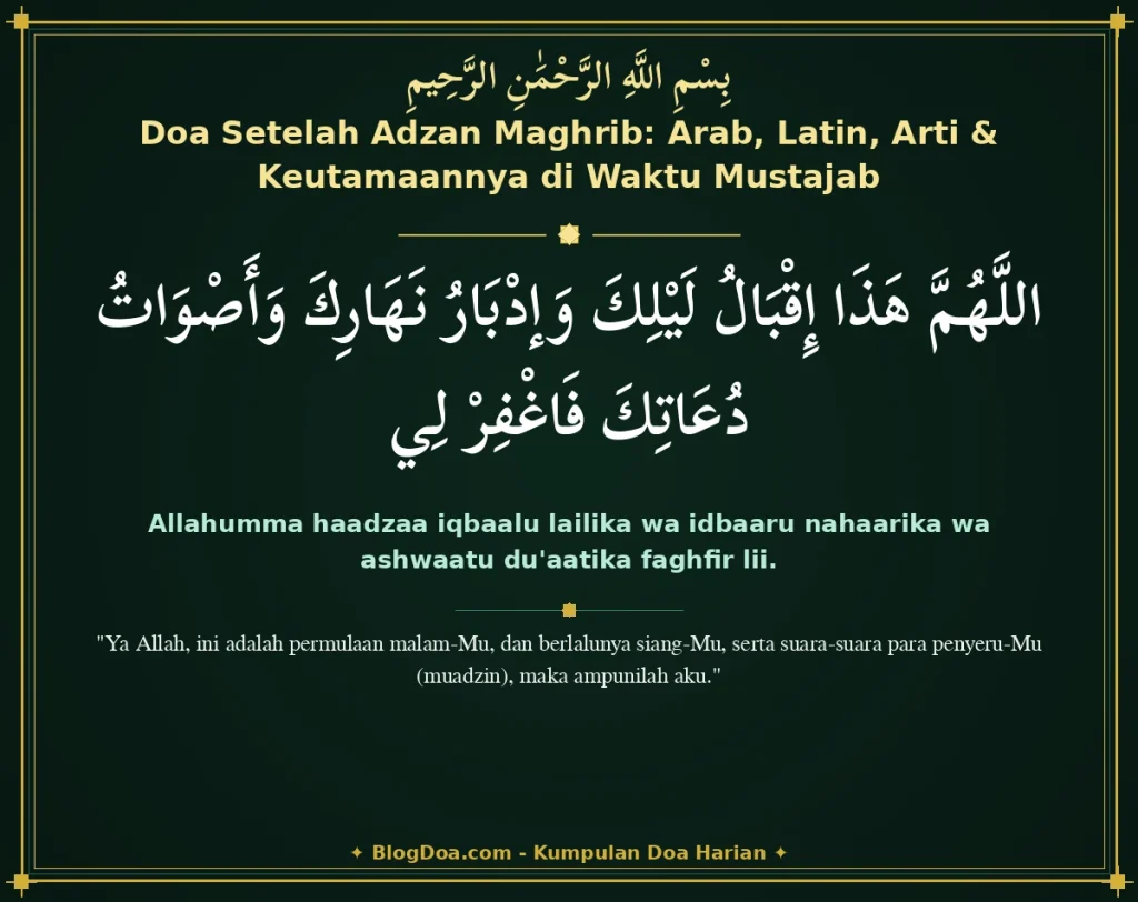 Doa Setelah Adzan Maghrib: Arab, Latin, Arti & Keutamaannya di Waktu Mustajab