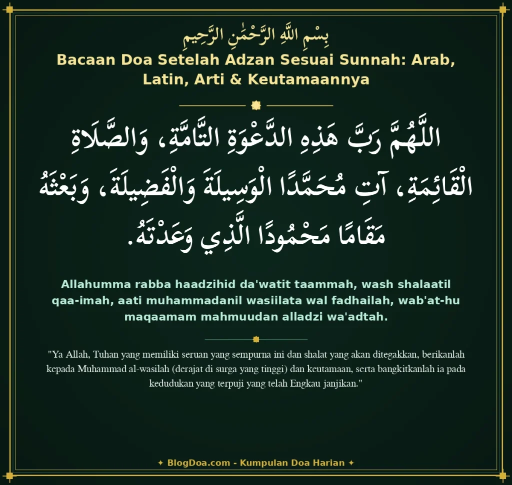 Bacaan Doa Setelah Adzan Sesuai Sunnah: Arab, Latin, Arti & Keutamaannya