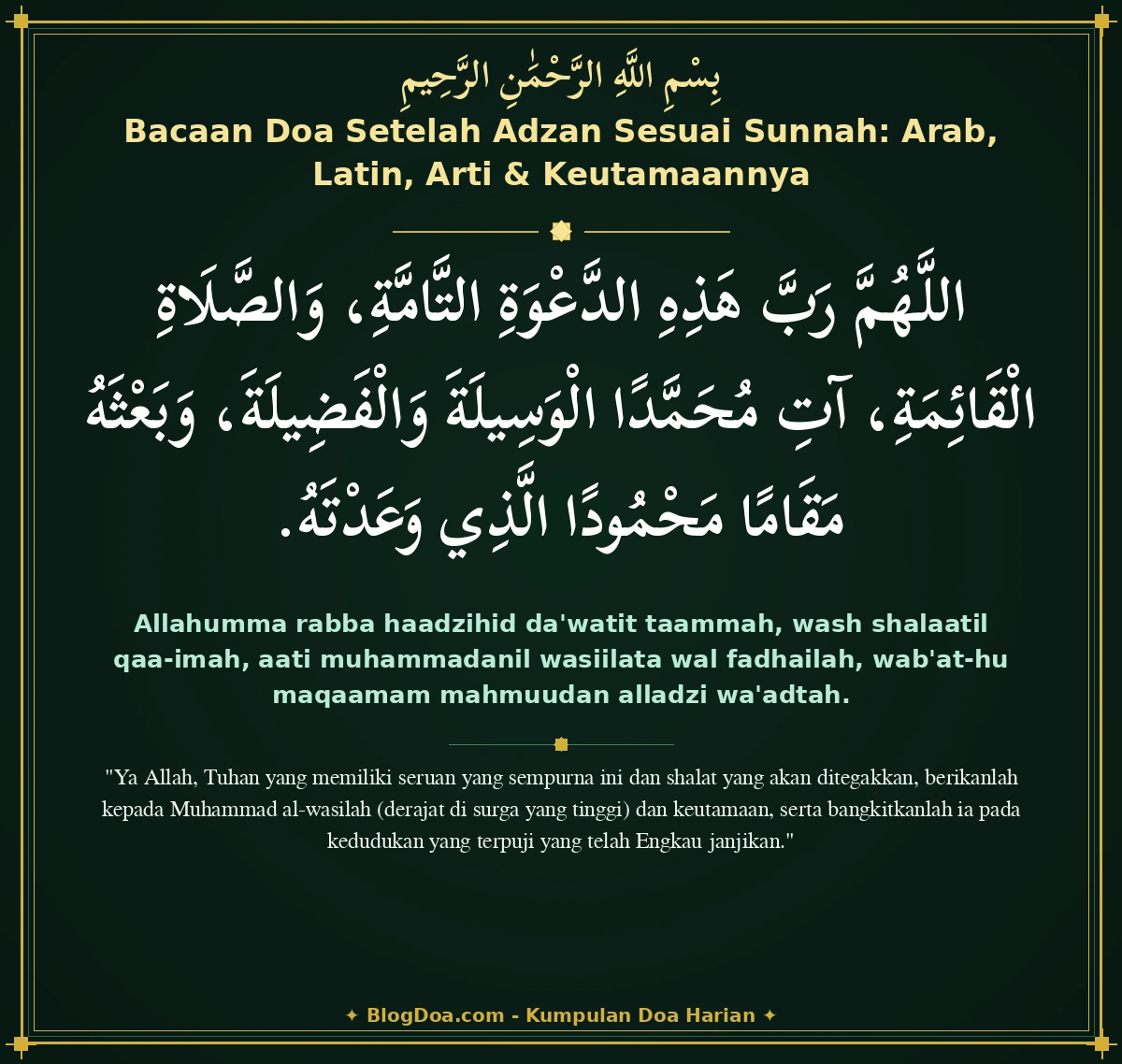 Bacaan Doa Setelah Adzan Sesuai Sunnah: Arab, Latin, Arti & Keutamaannya