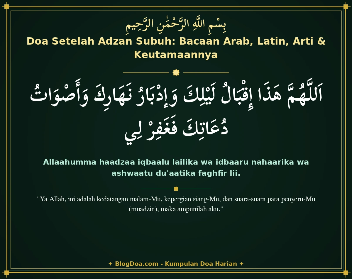 Doa Setelah Adzan Subuh: Bacaan Arab, Latin, Arti & Keutamaannya