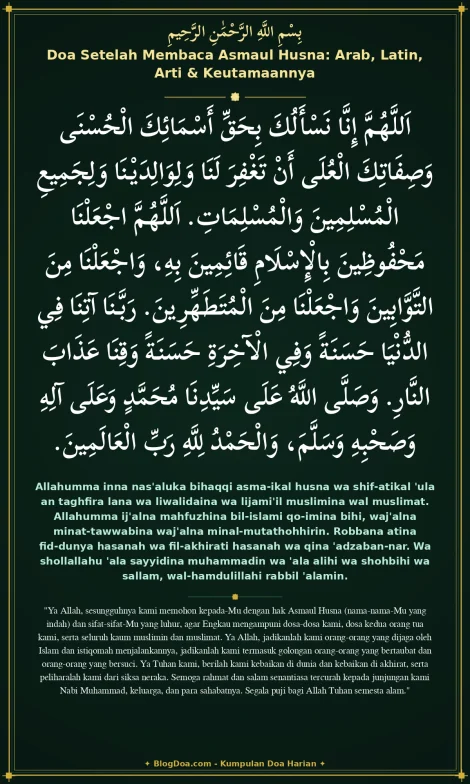 Doa Setelah Membaca Asmaul Husna: Arab, Latin, Arti & Keutamaannya