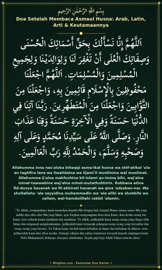 Doa Setelah Membaca Asmaul Husna: Arab, Latin, Arti & Keutamaannya