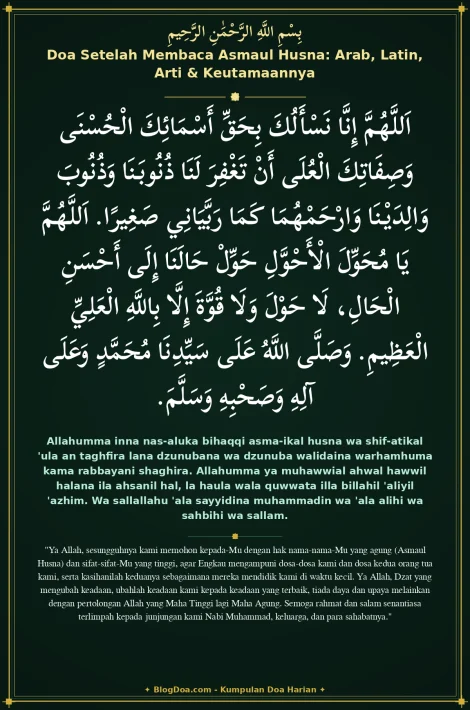 Doa Setelah Membaca Asmaul Husna: Arab, Latin, Arti & Keutamaannya