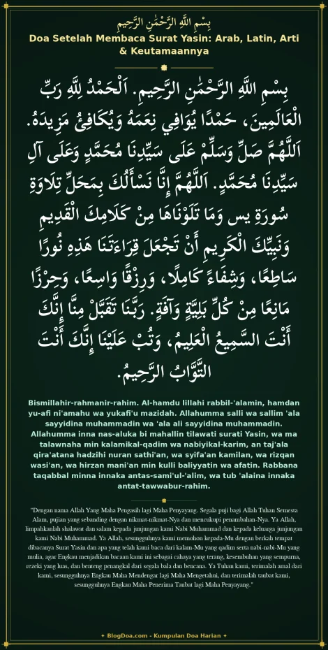 Doa Setelah Membaca Surat Yasin: Arab, Latin, Arti & Keutamaannya
