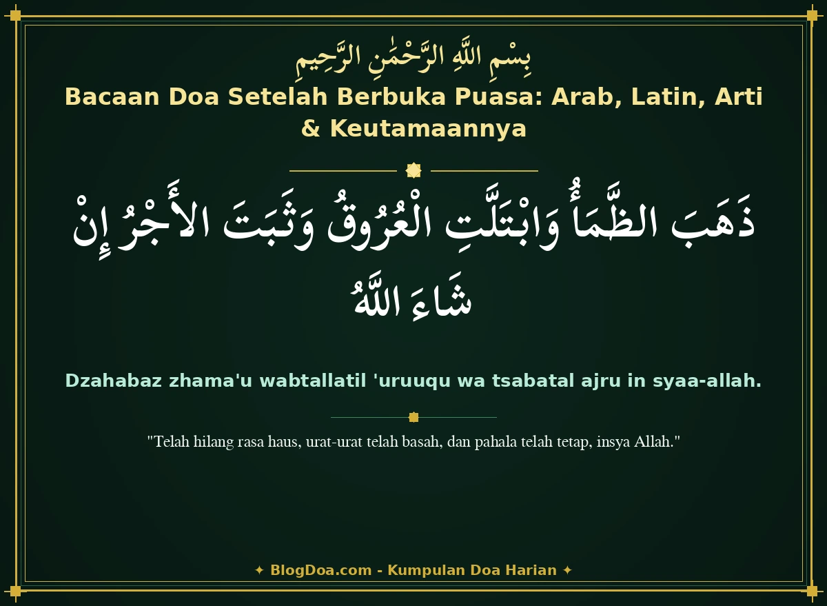 Bacaan Doa Setelah Berbuka Puasa: Arab, Latin, Arti & Keutamaannya