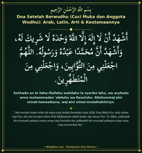 Doa Setelah Berwudhu (Cuci Muka dan Anggota Wudhu): Arab, Latin, Arti & Keutamaannya