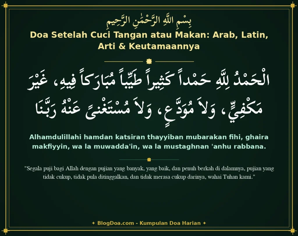 Doa Setelah Cuci Tangan atau Makan: Arab, Latin, Arti & Keutamaannya