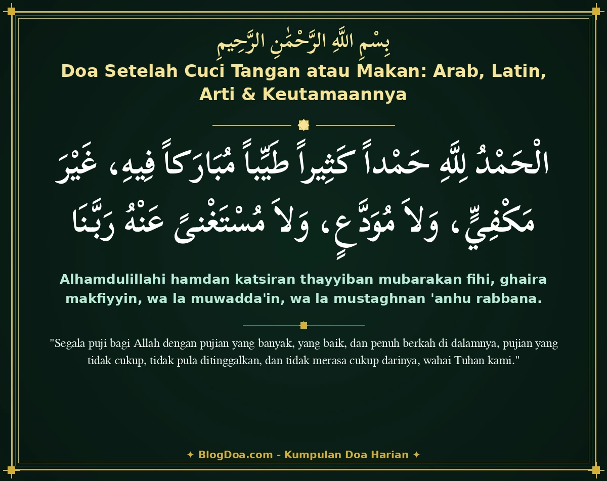 Doa Setelah Cuci Tangan atau Makan: Arab, Latin, Arti & Keutamaannya
