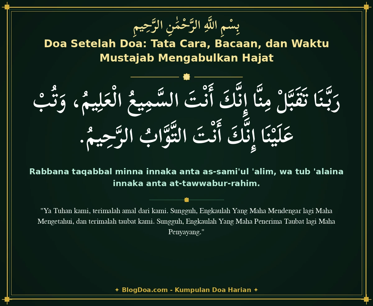 Doa Setelah Doa: Tata Cara, Bacaan, dan Waktu Mustajab Mengabulkan Hajat