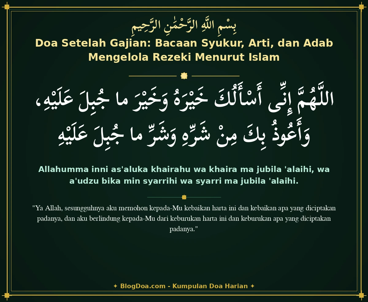 Doa Setelah Gajian: Bacaan Syukur, Arti, dan Adab Mengelola Rezeki Menurut Islam