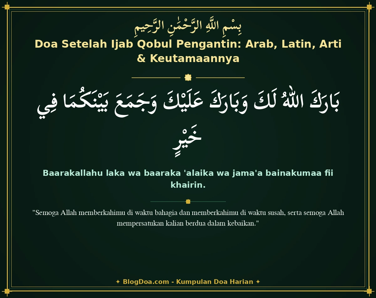 Doa Setelah Ijab Qobul Pengantin: Arab, Latin, Arti & Keutamaannya
