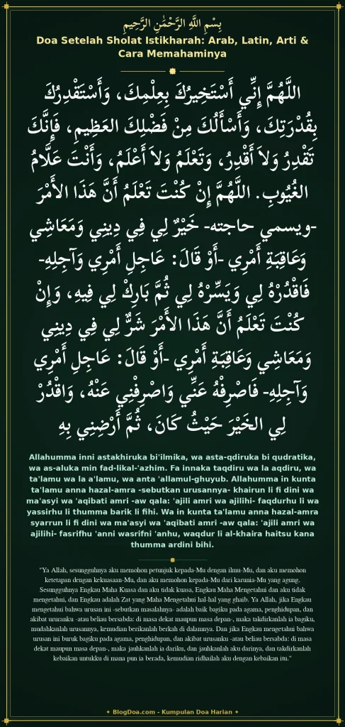 Doa Setelah Sholat Istikharah: Arab, Latin, Arti & Cara Memahaminya