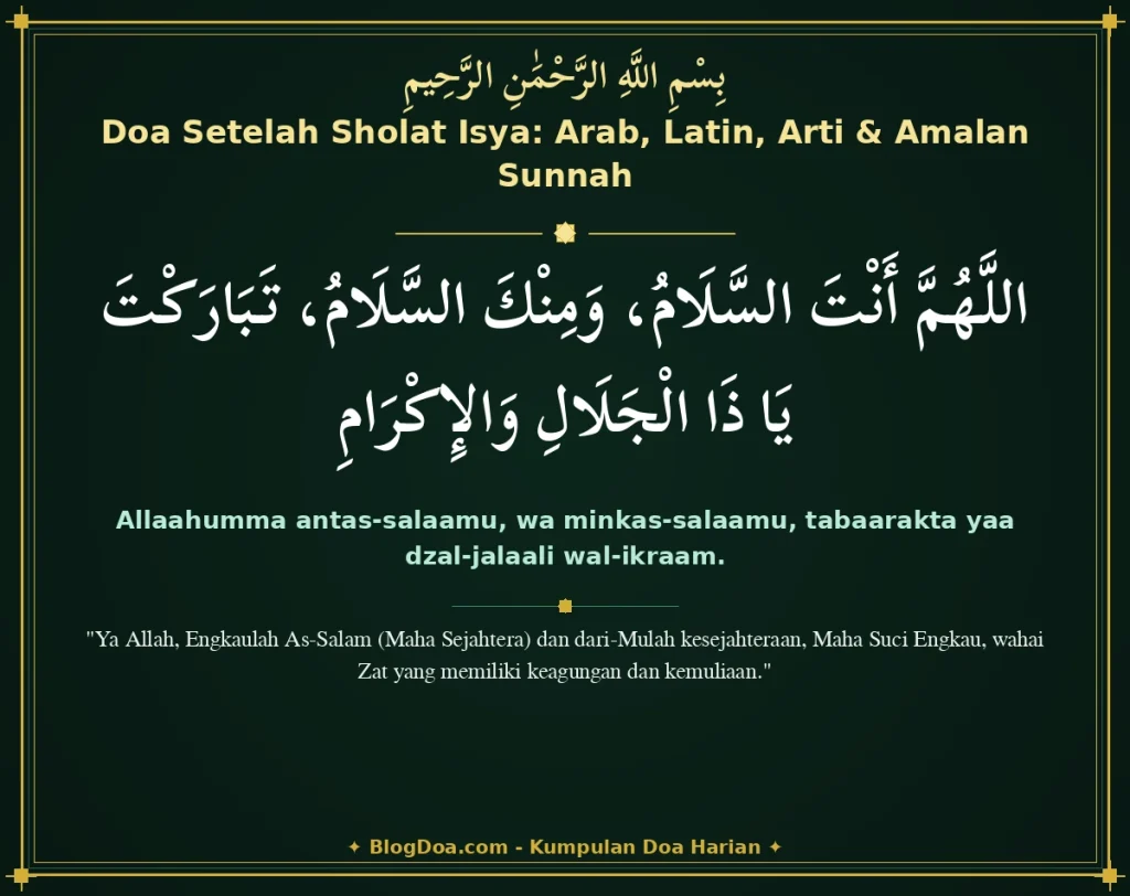 Doa Setelah Sholat Isya: Arab, Latin, Arti & Amalan Sunnah