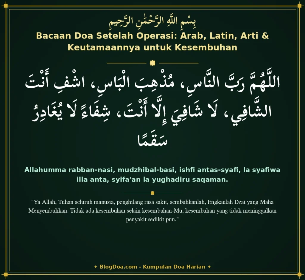 Bacaan Doa Setelah Operasi: Arab, Latin, Arti & Keutamaannya untuk Kesembuhan