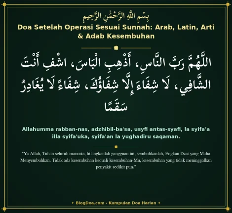 Doa Setelah Operasi Sesuai Sunnah: Arab, Latin, Arti & Adab Kesembuhan