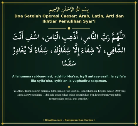 Doa Setelah Operasi Caesar: Arab, Latin, Arti dan Ikhtiar Pemulihan Syar'i
