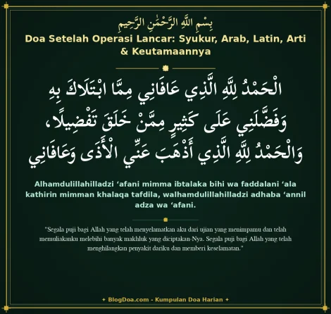 Doa Setelah Operasi Lancar: Syukur, Arab, Latin, Arti & Keutamaannya