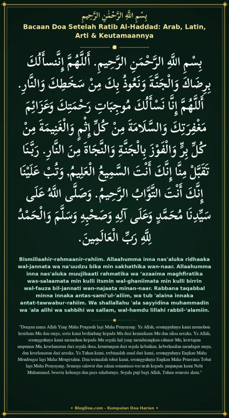 Bacaan Doa Setelah Ratib Al-Haddad: Arab, Latin, Arti & Keutamaannya