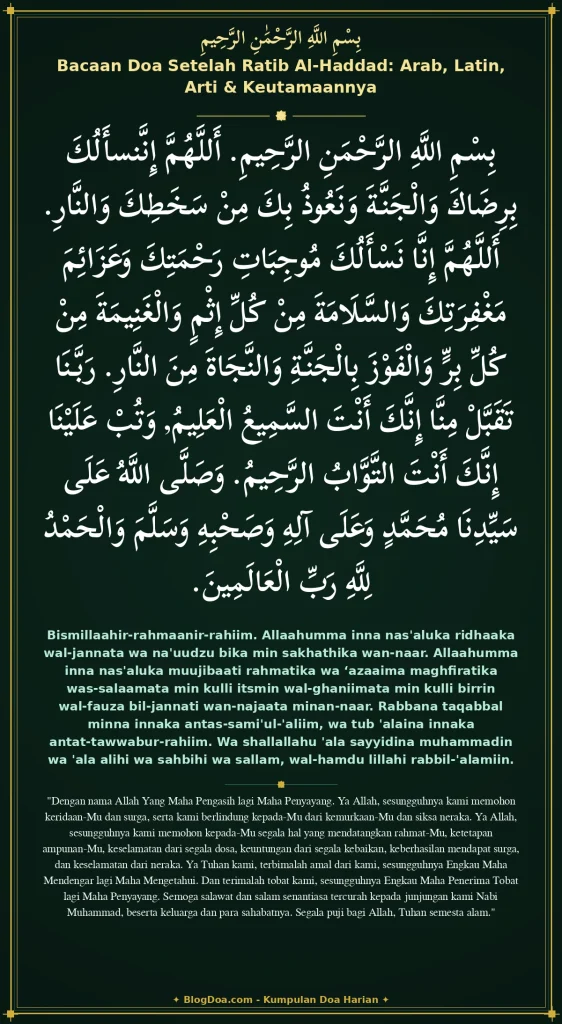 Bacaan Doa Setelah Ratib Al-Haddad: Arab, Latin, Arti & Keutamaannya