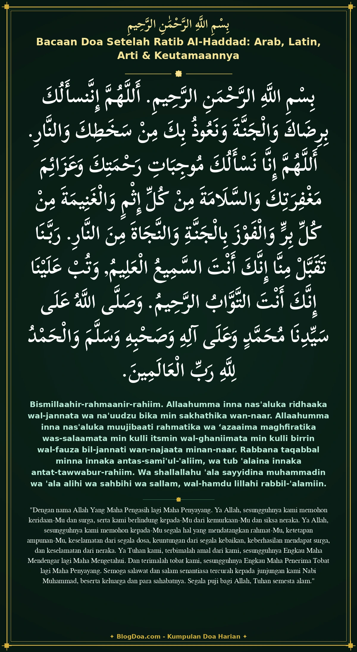 Bacaan Doa Setelah Ratib Al-Haddad: Arab, Latin, Arti & Keutamaannya