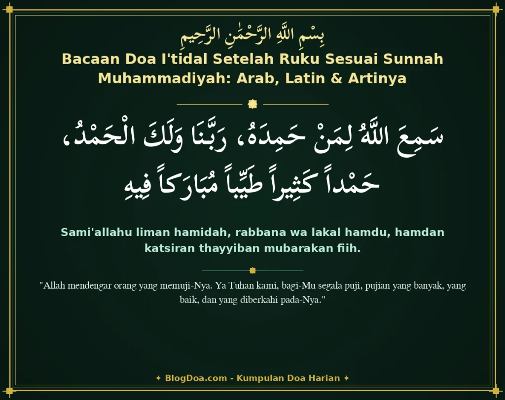 Bacaan Doa I'tidal Setelah Ruku Sesuai Sunnah Muhammadiyah: Arab, Latin & Artinya