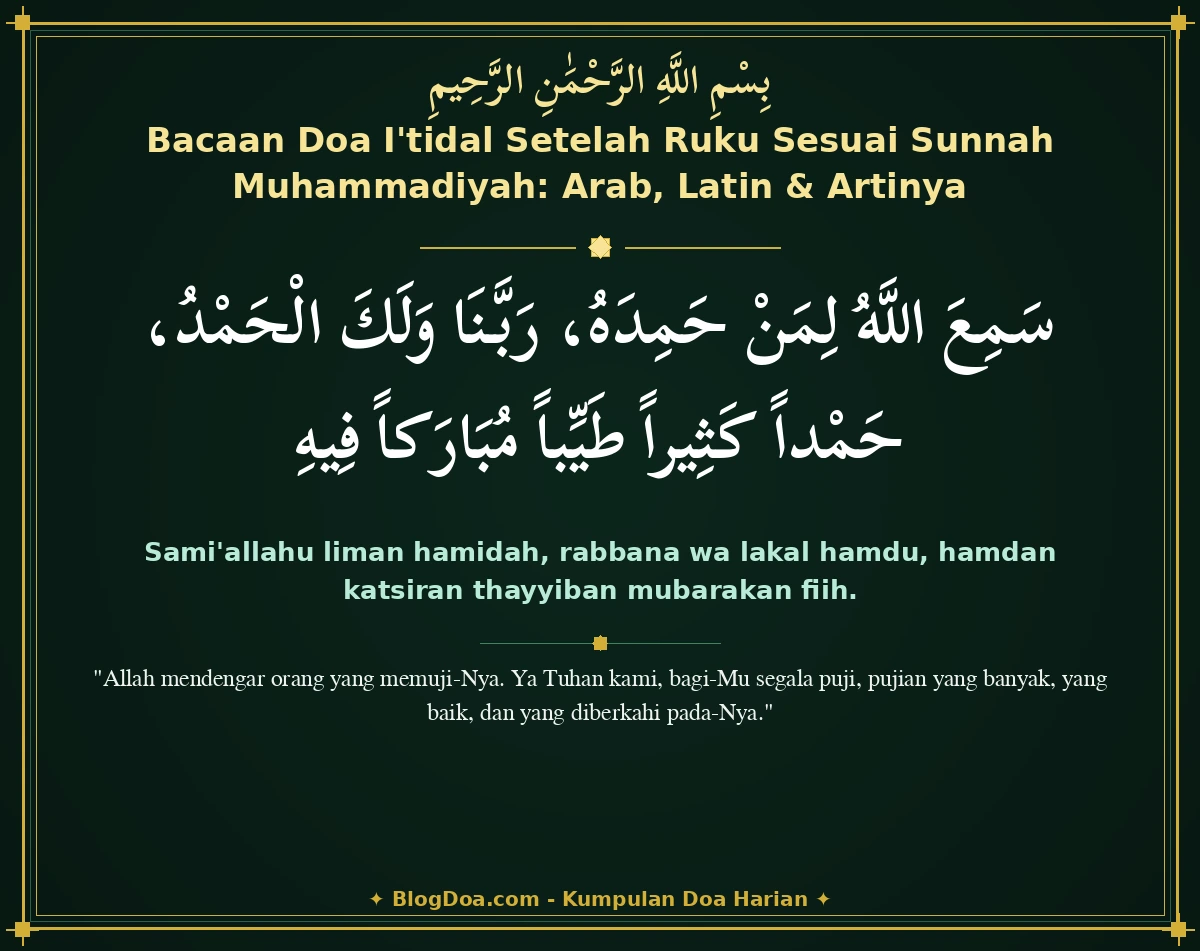 Bacaan Doa I'tidal Setelah Ruku Sesuai Sunnah Muhammadiyah: Arab, Latin & Artinya
