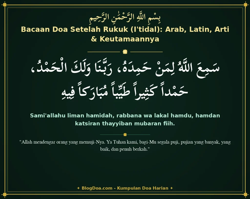 Bacaan Doa Setelah Rukuk (I'tidal): Arab, Latin, Arti & Keutamaannya