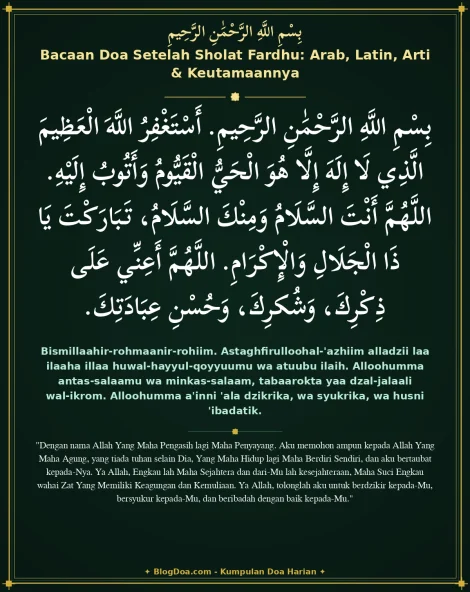 Bacaan Doa Setelah Sholat Fardhu: Arab, Latin, Arti & Keutamaannya
